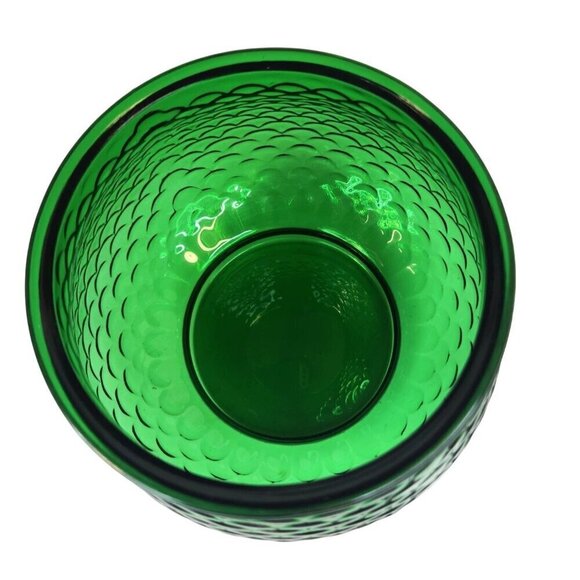 Vintage Green Glass Vase Fish Scale Pattern E.O. Brody Co. Cleveland Mid Century - Picture 6 of 9